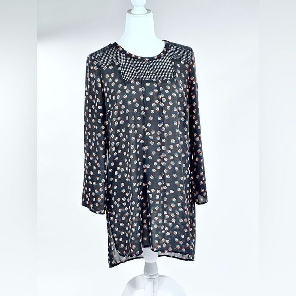 Anthropologie Meadow Rue long tunic sheer floral pattern blouse M - Picture 1 of 16